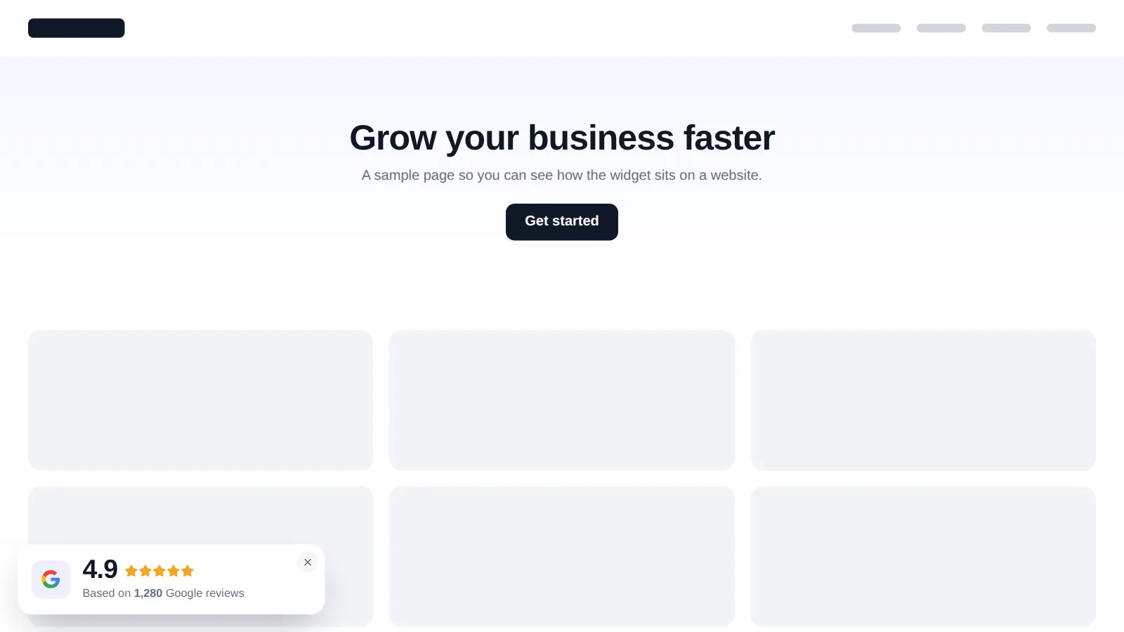 Website with a rating summary badge in the corner
